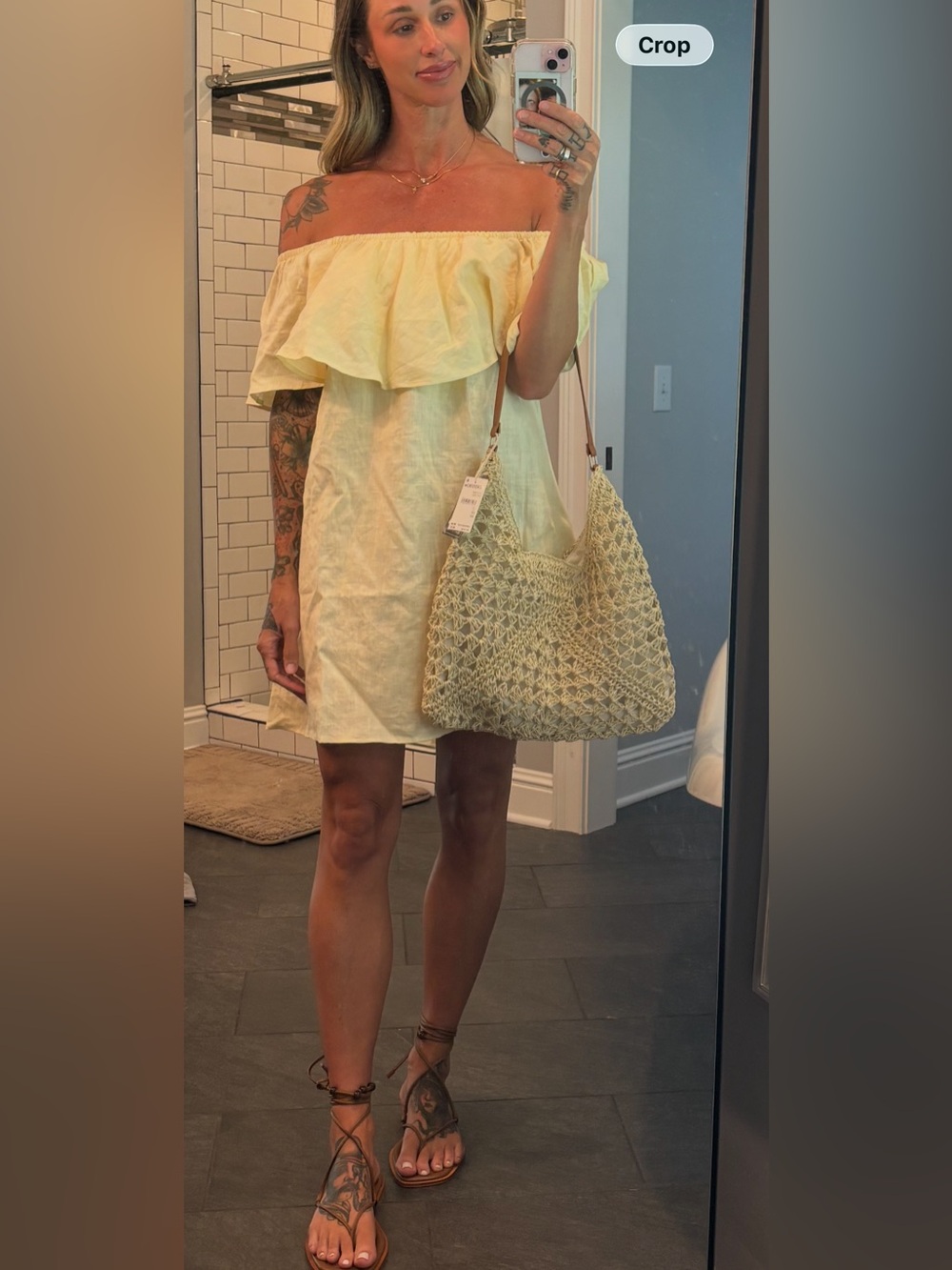 Reformation Pale Yellow One-Shoulder Ruffle Linen Dress
